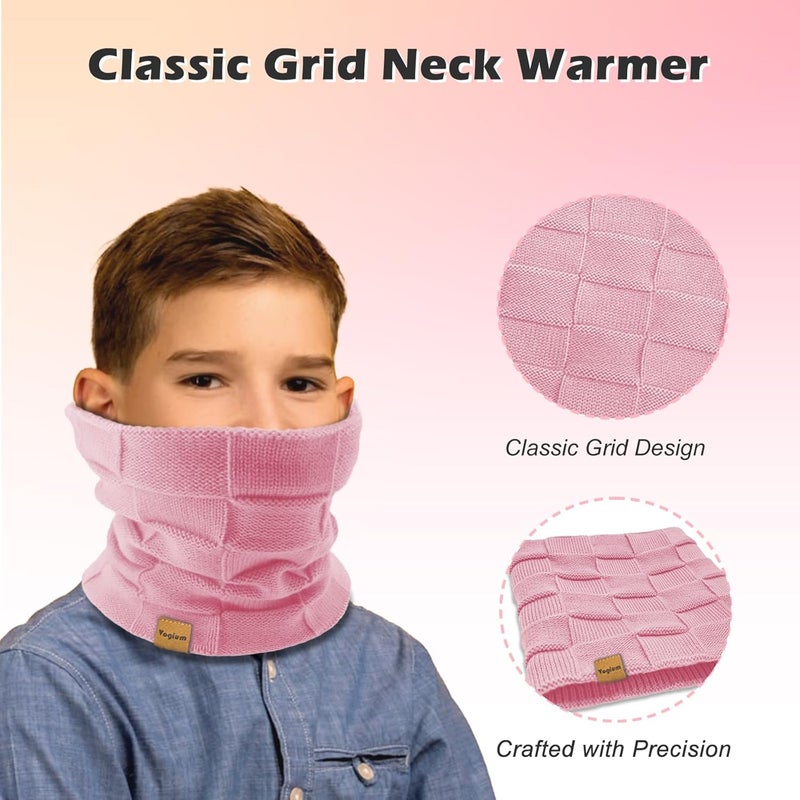 Vogium Kids Double-layer Knit Neck Warmer Gaiter | Thermal Fleece Face Cover for 6-14 Year Olds Boys Girls | Ski, Play - Image 3